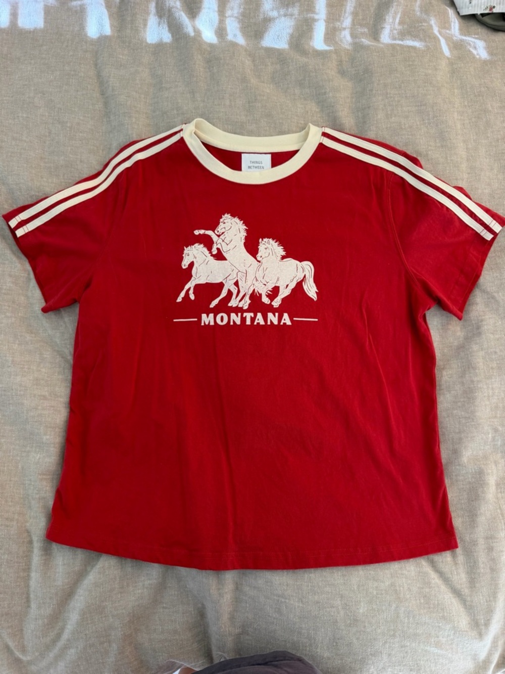 Red Montana Graphic Tee with Cream Trim